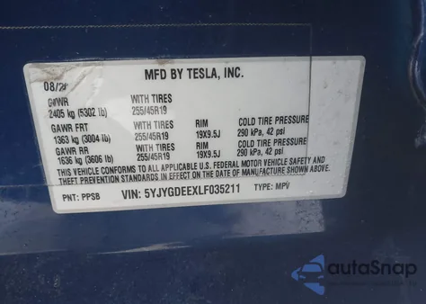 2020 Tesla Model Y Long Range Dual Motor All-Wheel Drive from USA, damaged, VIN 5YJYGDEEXLF035211